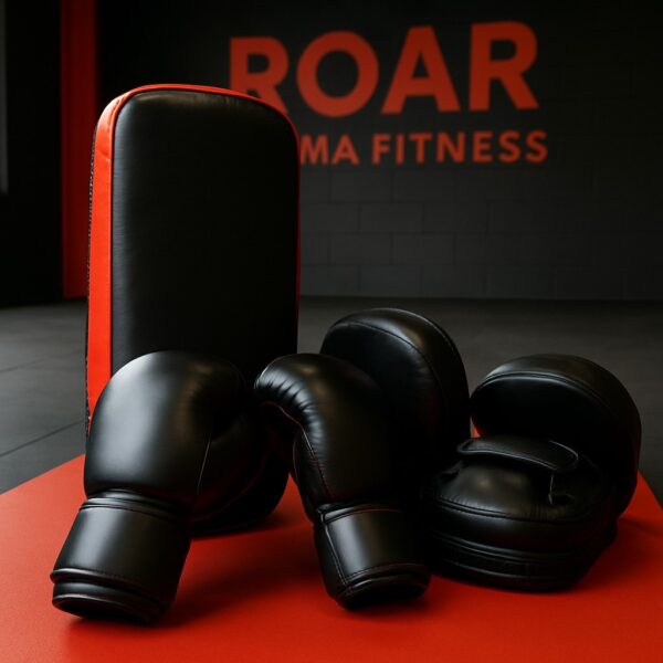 Muay Thai gloves and training pads prepared for new students at ROAR MMA Fitness Sunshine Coast. Muay Thai gloves and training pads prepared for new students at ROAR MMA Fitness Sunshine Coast.